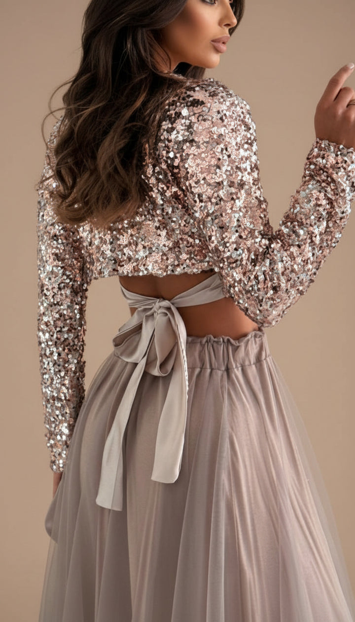 Blusa Aurora - Lentejuelas y lazo en la espalda