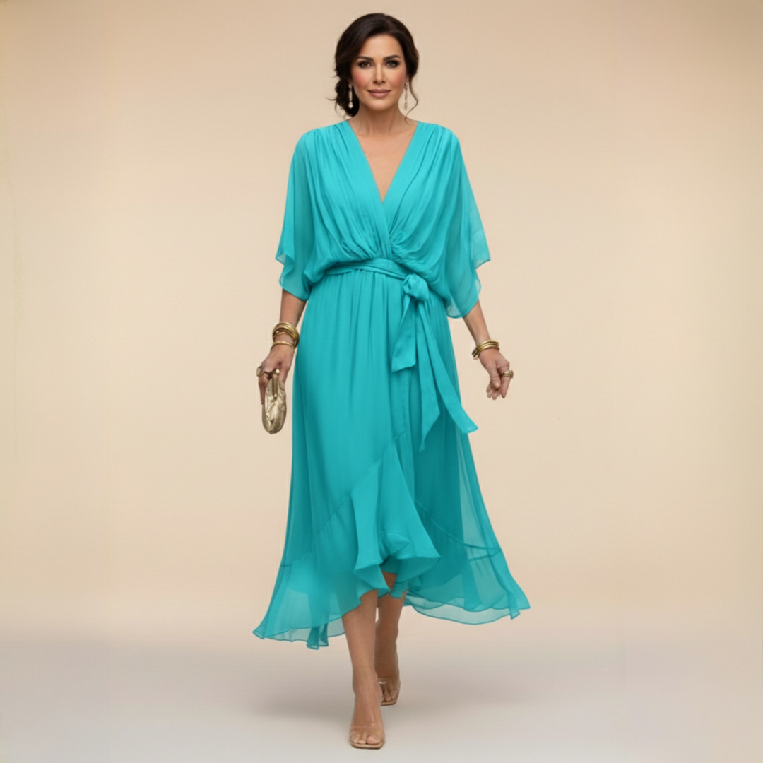 Sandra™ - Vestido de chiffon con escote en V