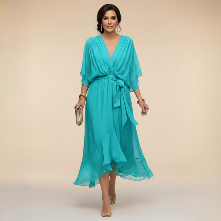 Sandra™ - Vestido de chiffon con escote en V