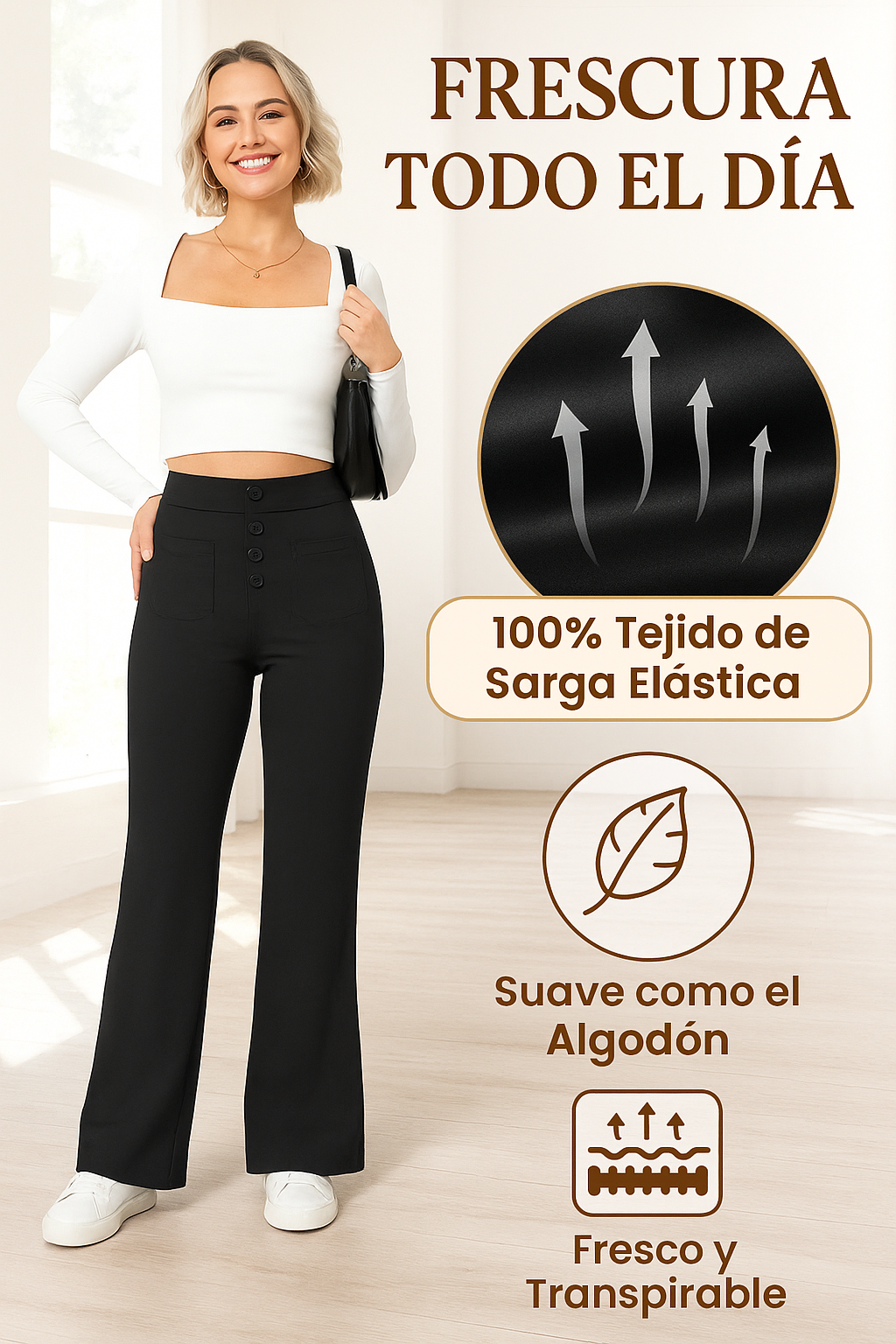 Pantalón de cintura alta y elástica