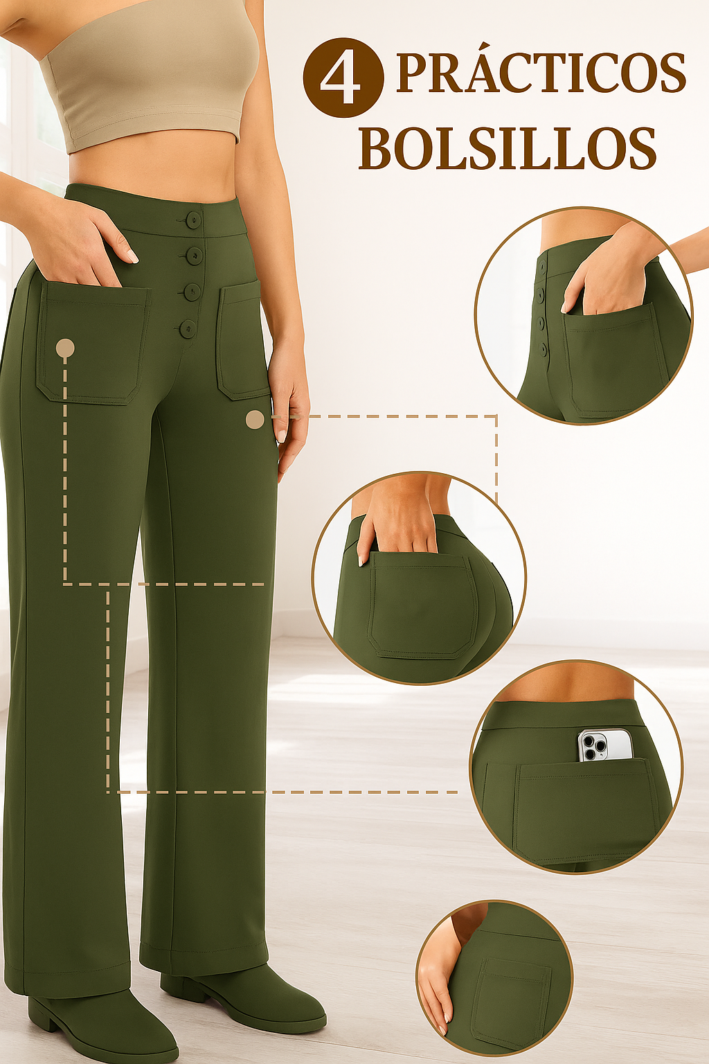 Pantalón de cintura alta y elástica