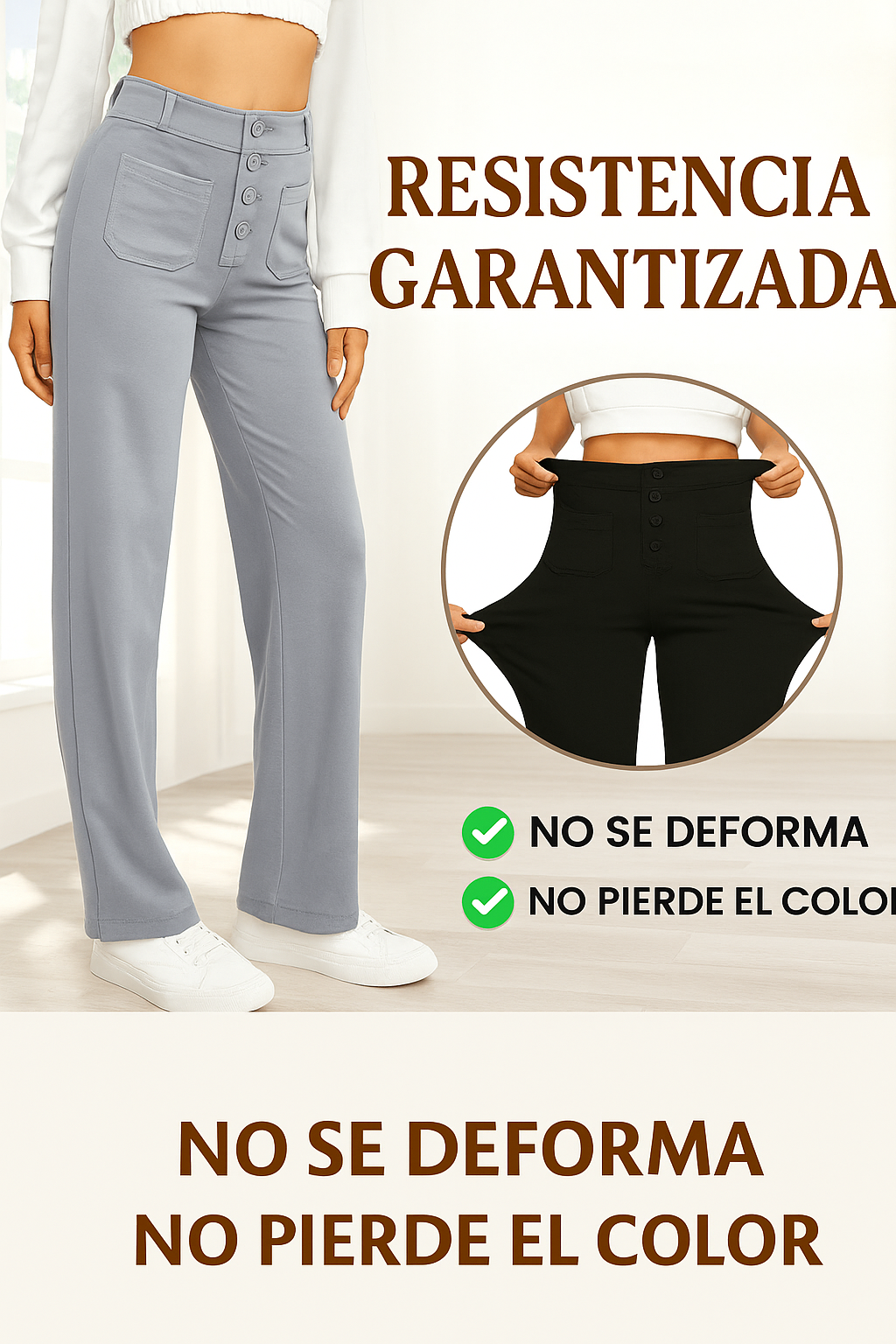 Pantalón de cintura alta y elástica