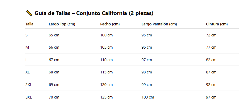 Conjunto California  2 piezas
